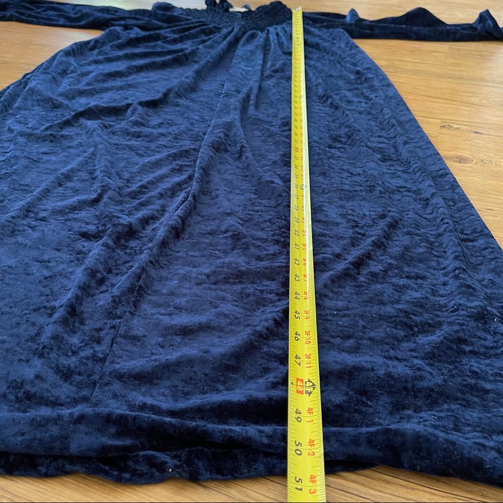 Plush Robe 1980s Zip front crushed Velour Royal Blue Maxi Housedress - Picture 12 of 16
